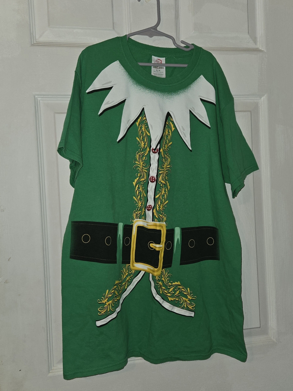 Dec 25th Green Elf Graphic Short-Sleeve Tee with Belt Detail SZ M